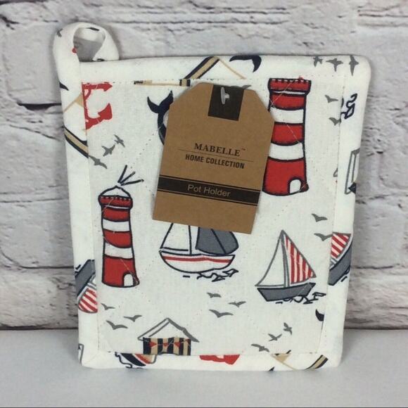 ⚓️Nautical Coastal Life 3 Pc. Kitchen Set~1 Dish Towel~1 Pot Holders~1 Oven Mitt - Picture 6 of 9